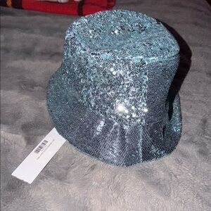 Brand new Eugenia Kim sequins blue hat O/S size sea foam 100% polyester.